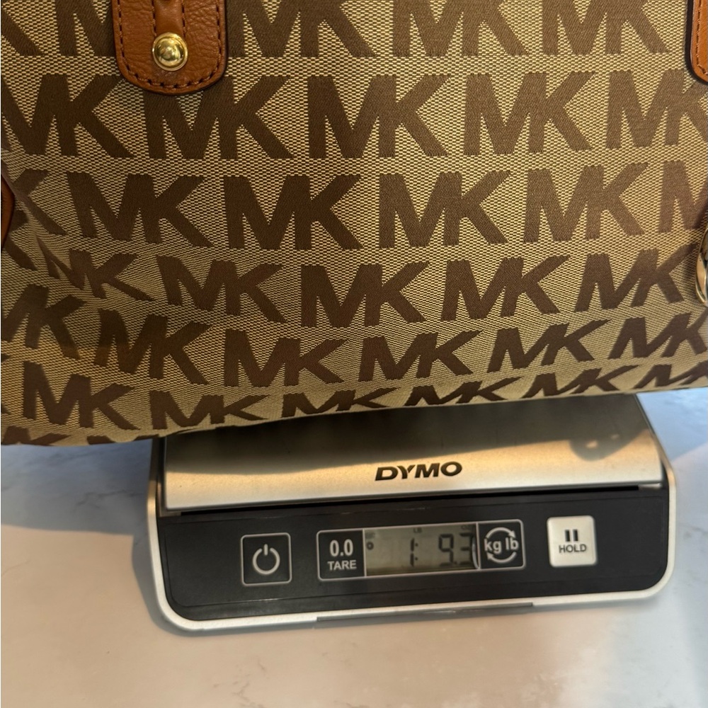 Michael Kors MK Signature Logo Canvas Satchel‎ Shoulder Bag Tan / Brown Monogram - Picture 9 of 9